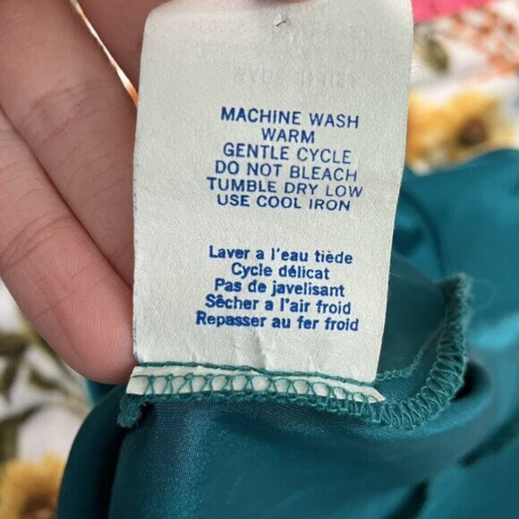 Vintage Womens 1x Slip Turquoise Satin Floral Made in USA Lace Lingerie Mini - Picture 4 of 8